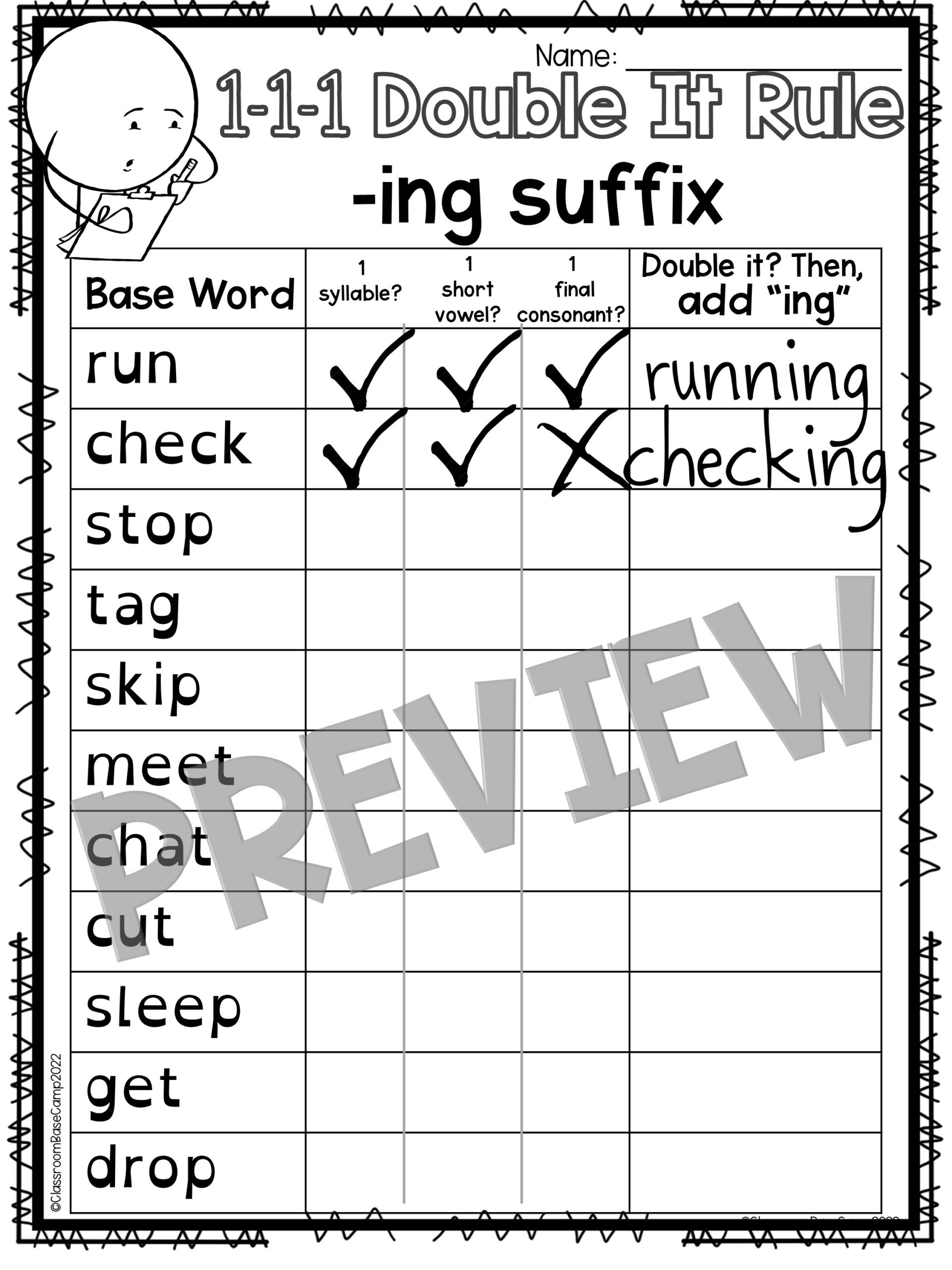 1 1 1 Doubling Rule Orton Gillingham Spelling Rule Adding Suffixes