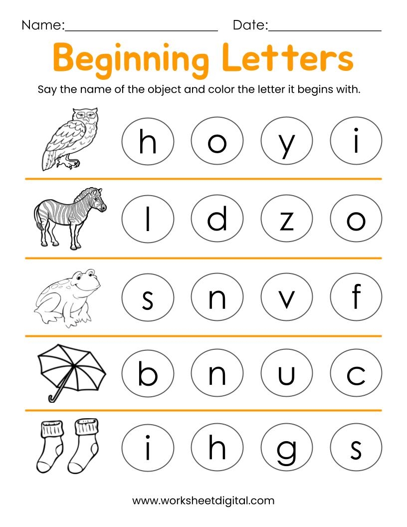 10 Printable Beginning Letters Worksheets For Kindergarten 10 Printable Beginning Letters Worksheets For Kindergarten