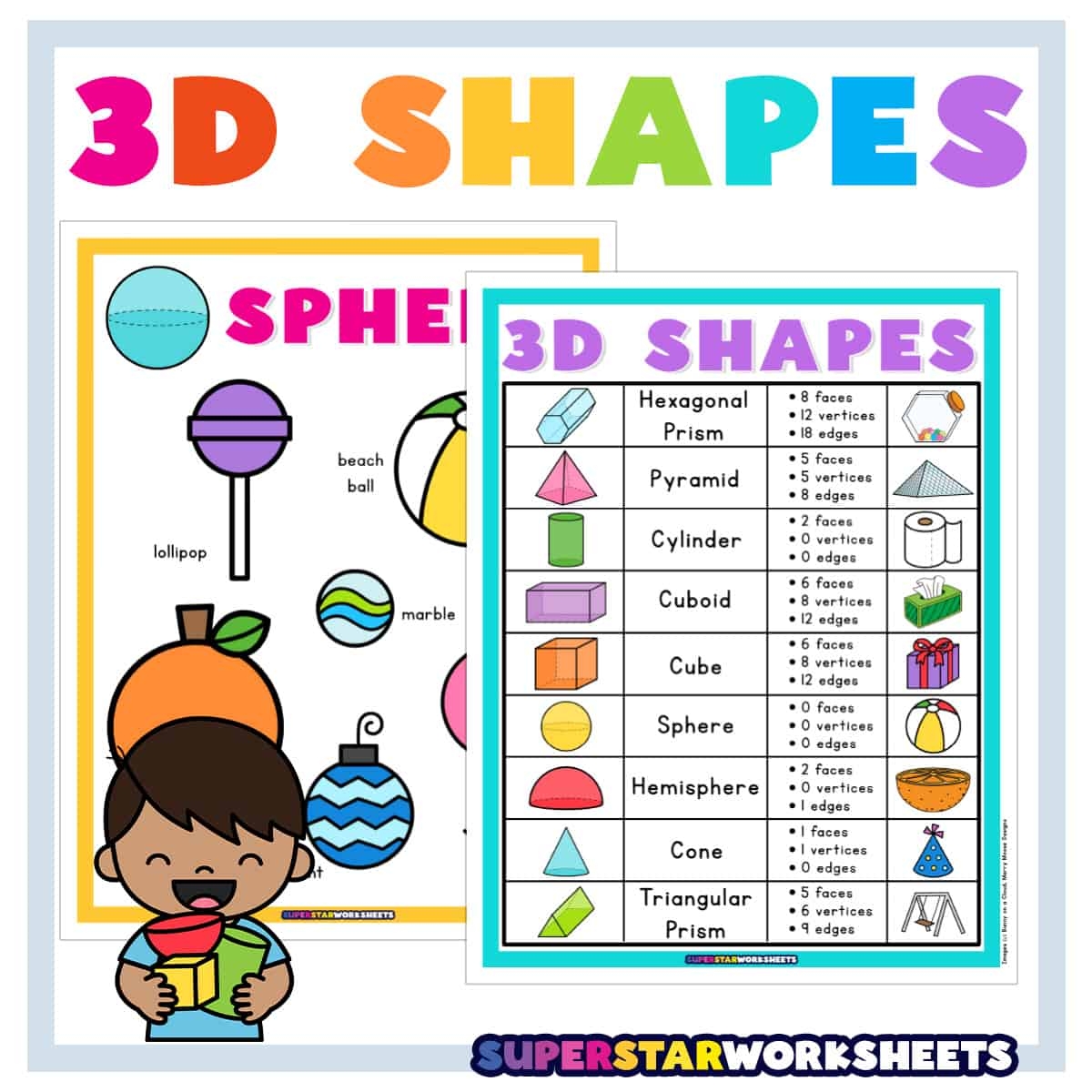 3D Shapes Superstar Worksheets