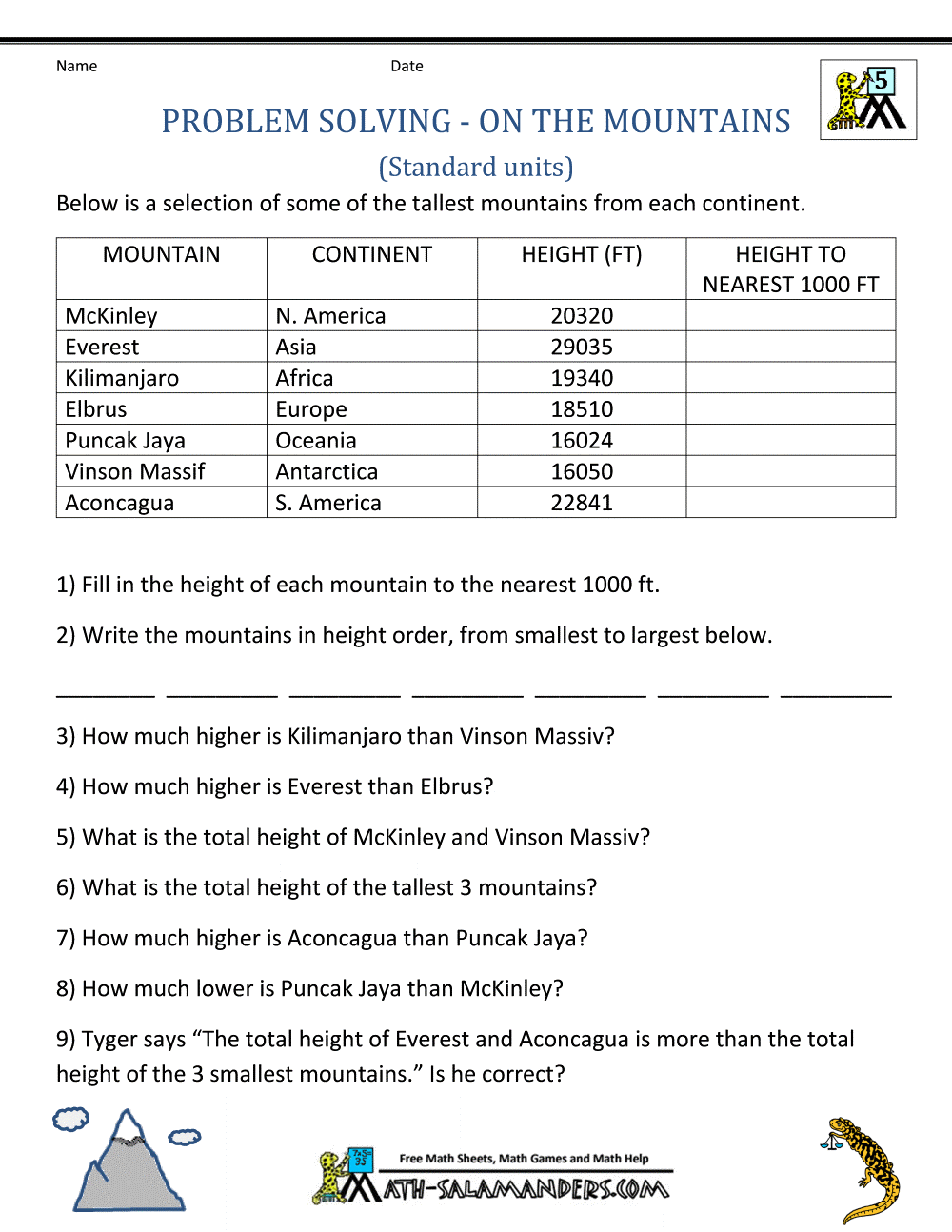 5th Grade Math Word Problems 5th Grade Math Word Problems