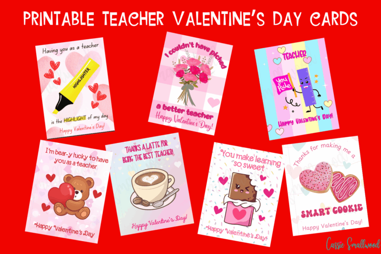 7 CUTE Happy Valentine s Day Teacher Printable Cards Cassie Smallwood