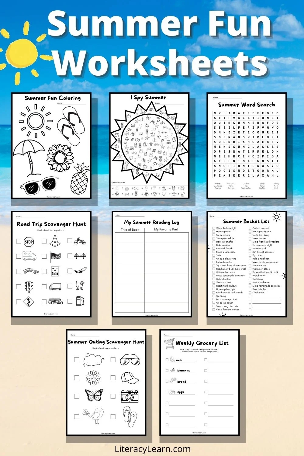 8 Summer Fun Worksheets For Preschool Through Second Grade Free Printables Literacy Learn