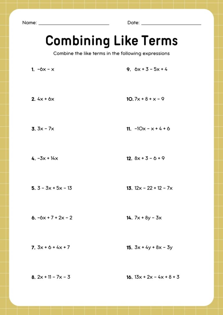 Free Printable 8th Grade Math Worksheet Templates Canva