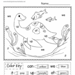 Free Printable Color By Sight Word Worksheet