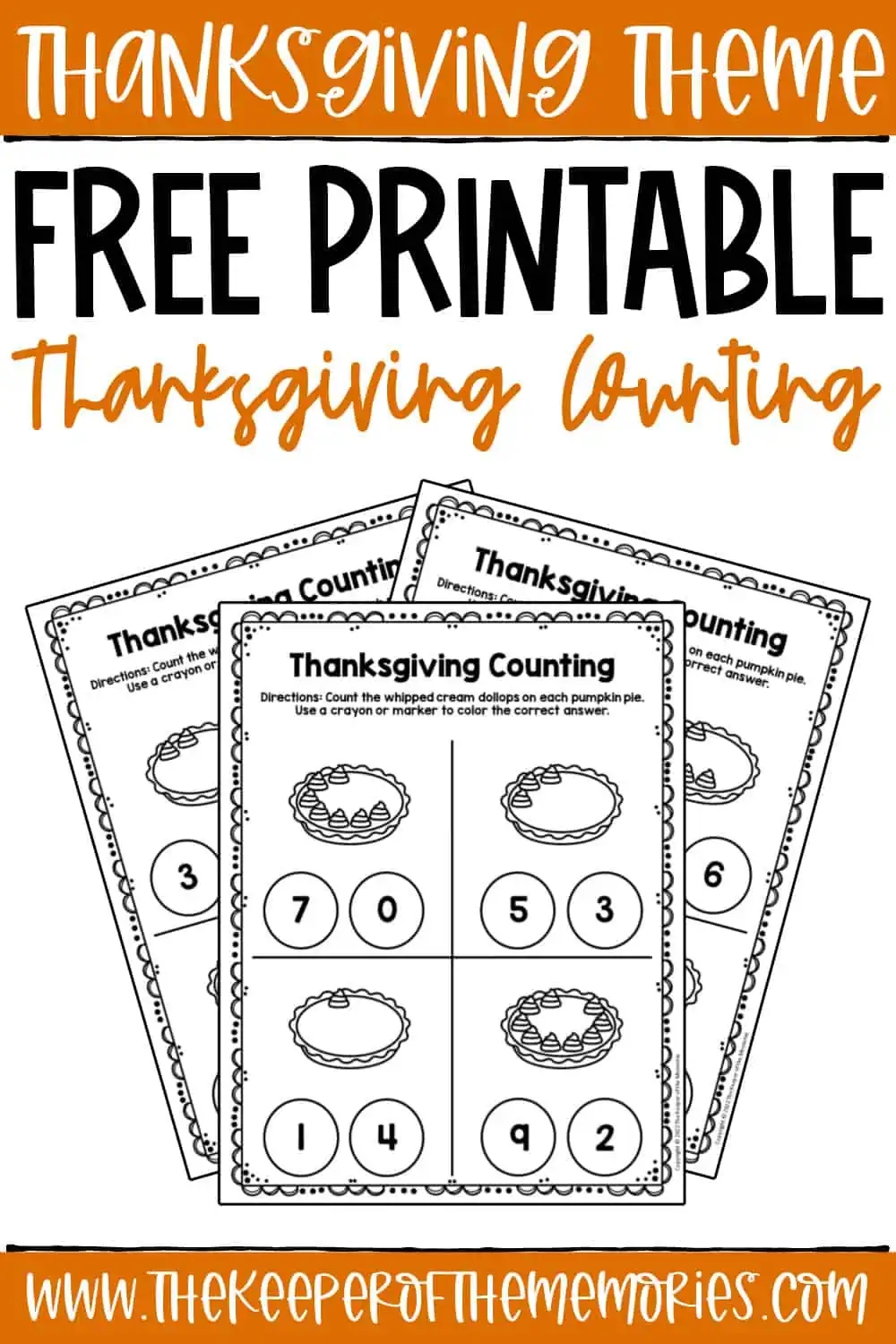 Free Printable Thanksgiving Counting Worksheets The Keeper Of Free Printable Thanksgiving Counting Worksheets The Keeper Of