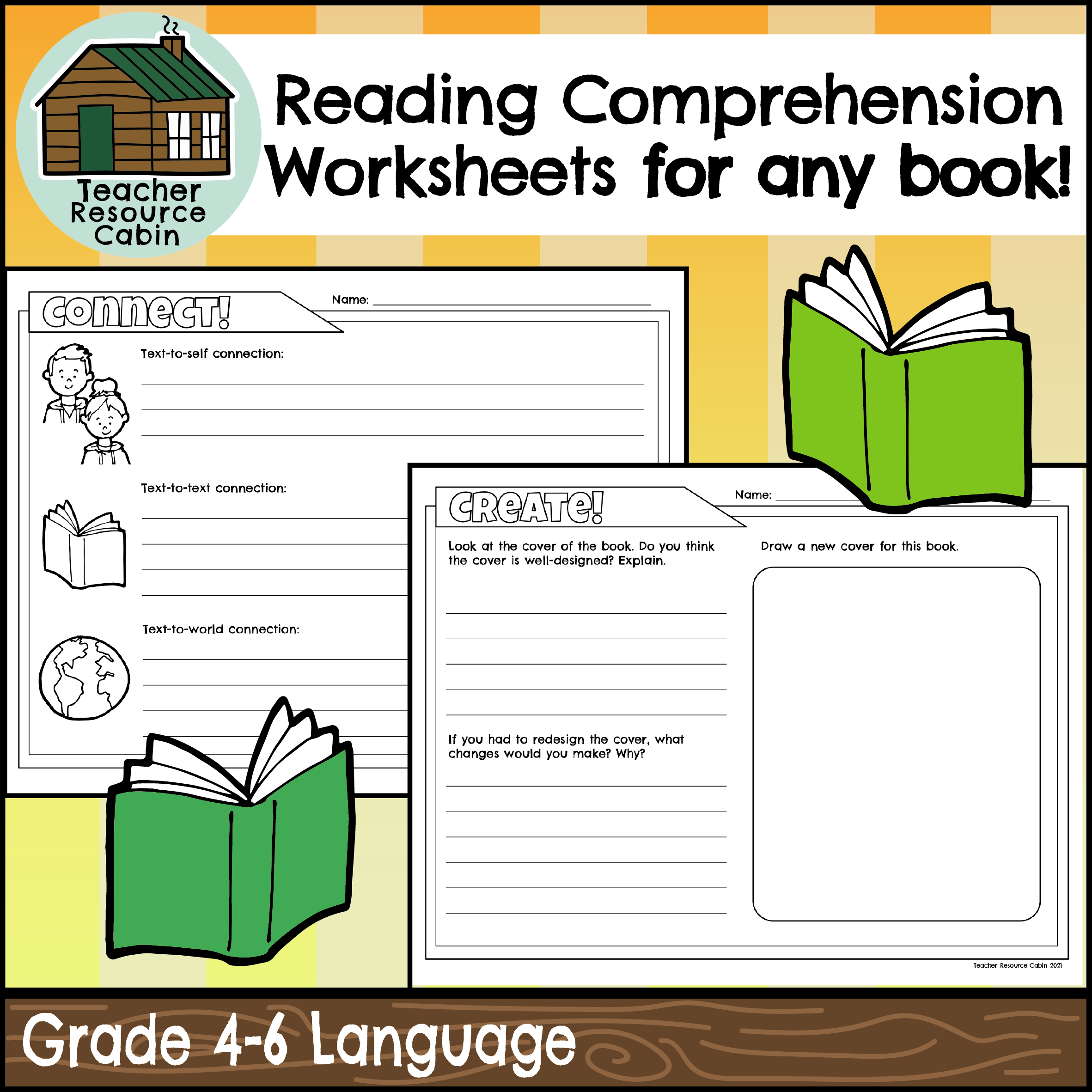 Reading Comprehension Worksheets For ANY Book NO PREP Grade 4 6 Language Teacher Resource Cabin Reading Comprehension Worksheets For ANY Book NO PREP Grade 4 6 Language Teacher Resource Cabin
