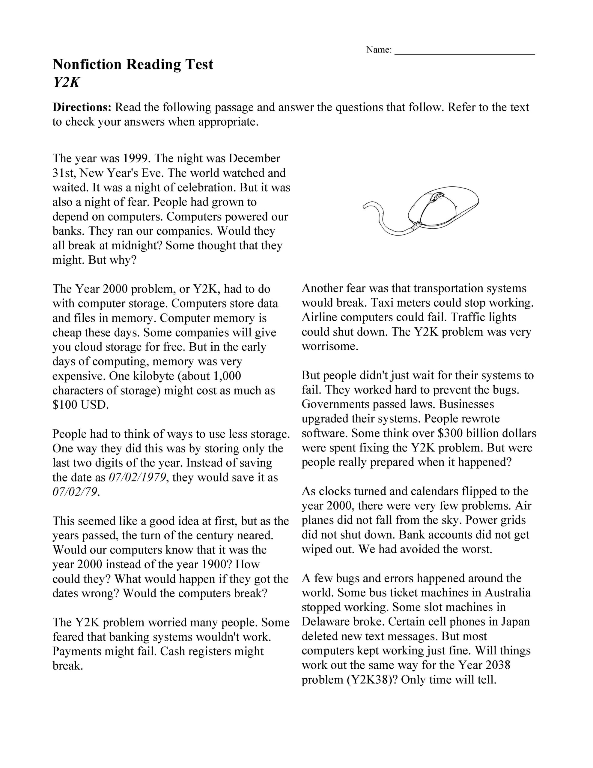 Comprehension Worksheets Grade 6 Printable Free Comprehension Worksheets Grade 6 Printable Free