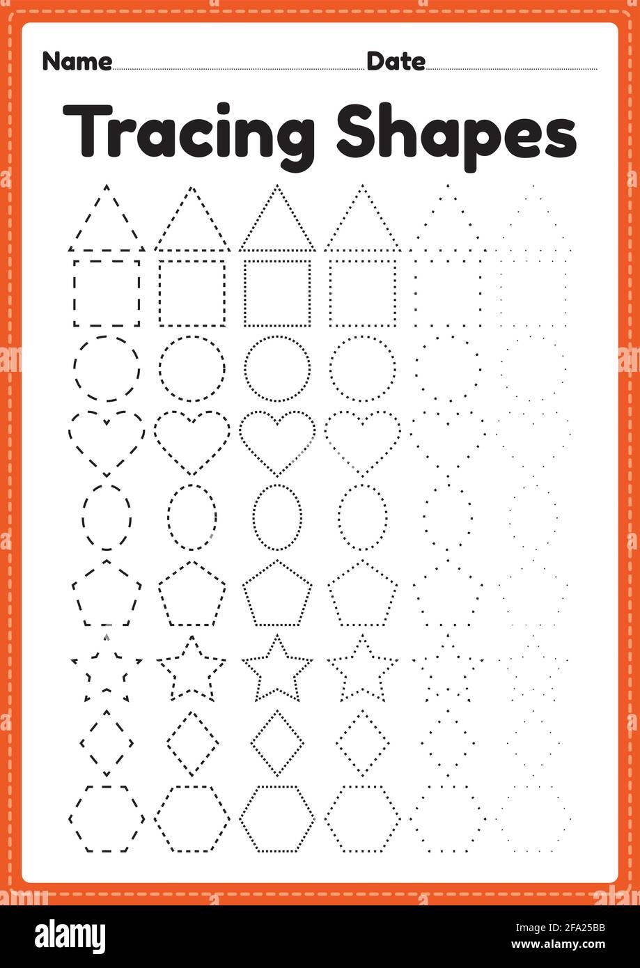 Tracing Shapes Worksheet For Kindergarten And Preschool Kids For 