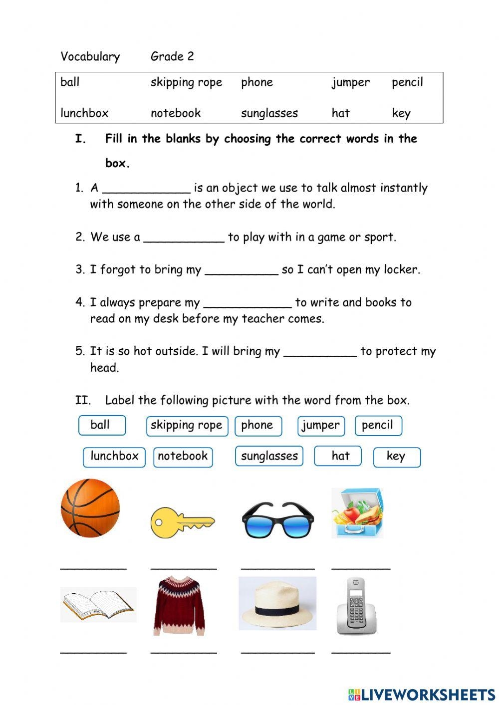 Vocabulary Grade 2 Activity Live Worksheets Worksheets Library